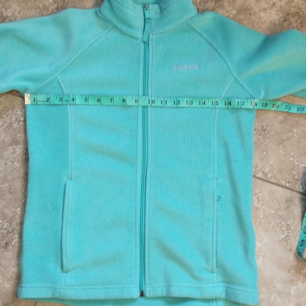 Kids Columbia Teal Green Full Zip Fleece Jacket Size Large 14/16 - Picture 10 of 10